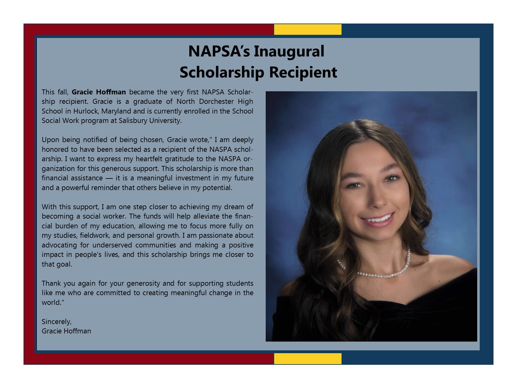 2025 Conference - NAPSA's Inaugural Scholarship Recipient